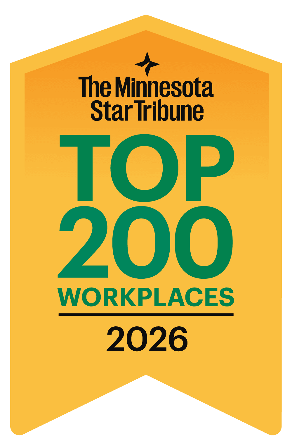 The Minnesota Star Tribune Top 200 Workplaces 2026 award badge