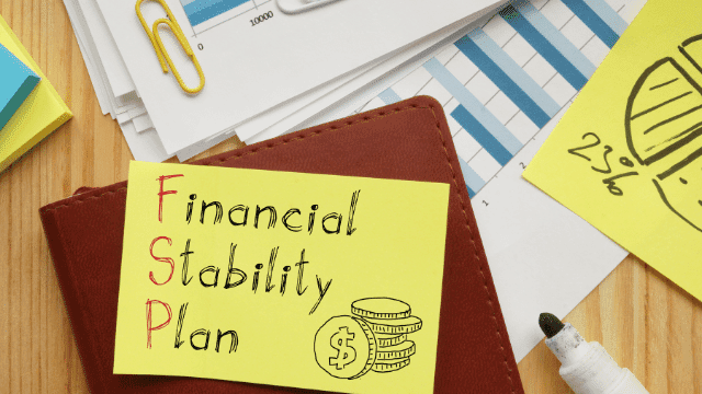 Post-It Note with text that reads: Financial Stability Plan