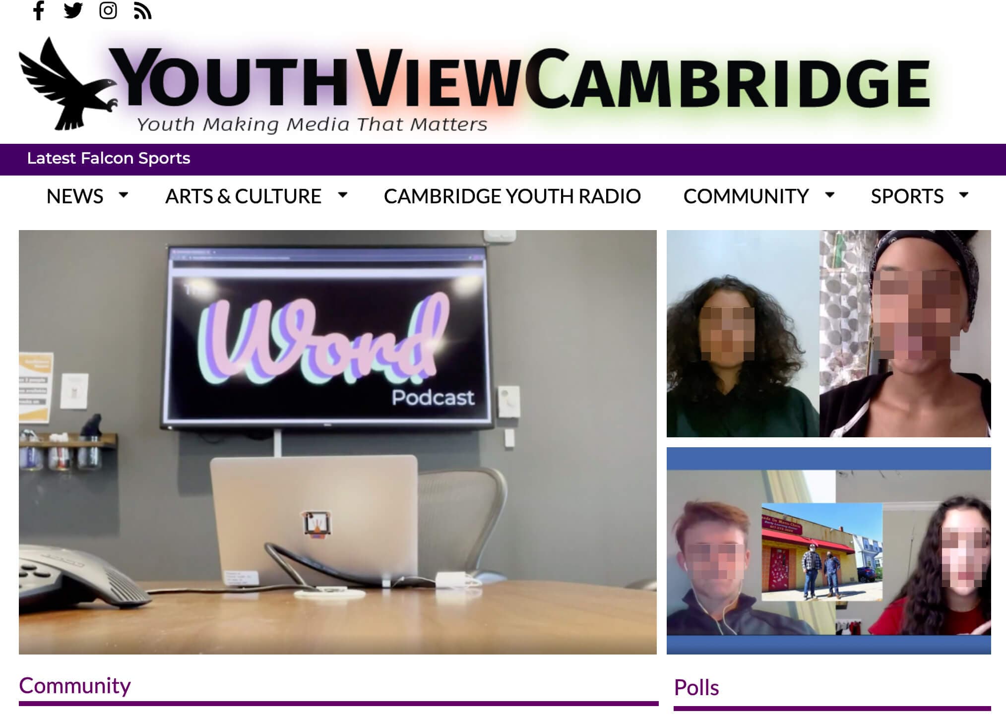 Screenshot of Youth View Cambridge Channel feed