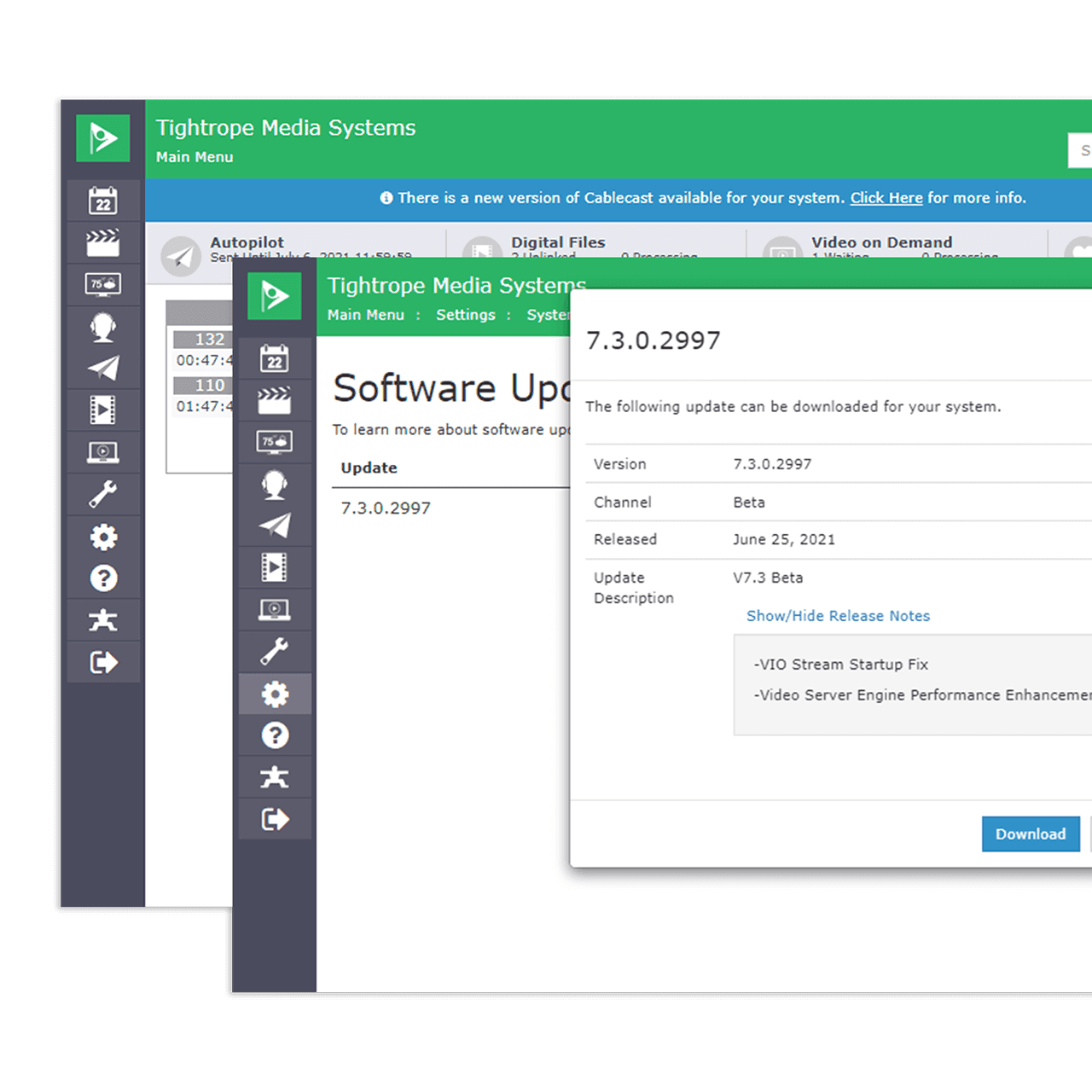 Image for Cablecast 7.3 software updates