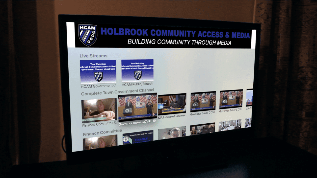 Picture of TV showing HCAM Over the Top Platform feed