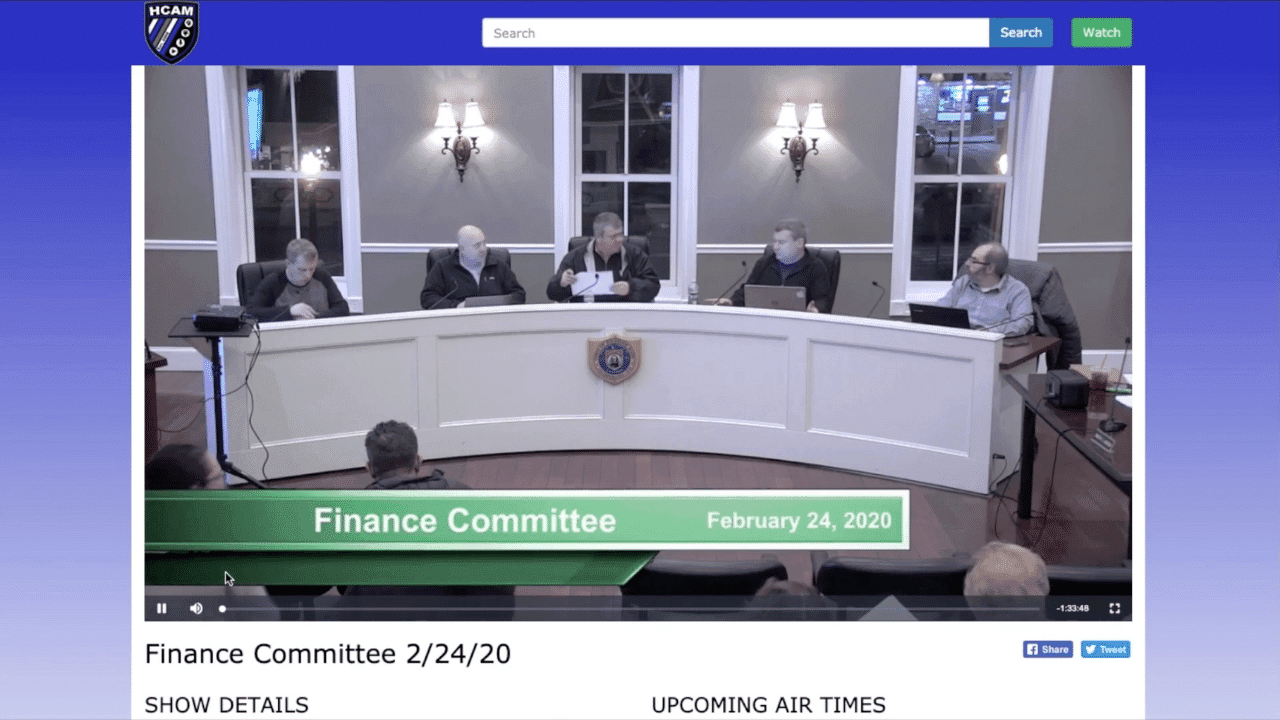 Screenshot of HCAM Channel-Coverage for Local Government Meeting