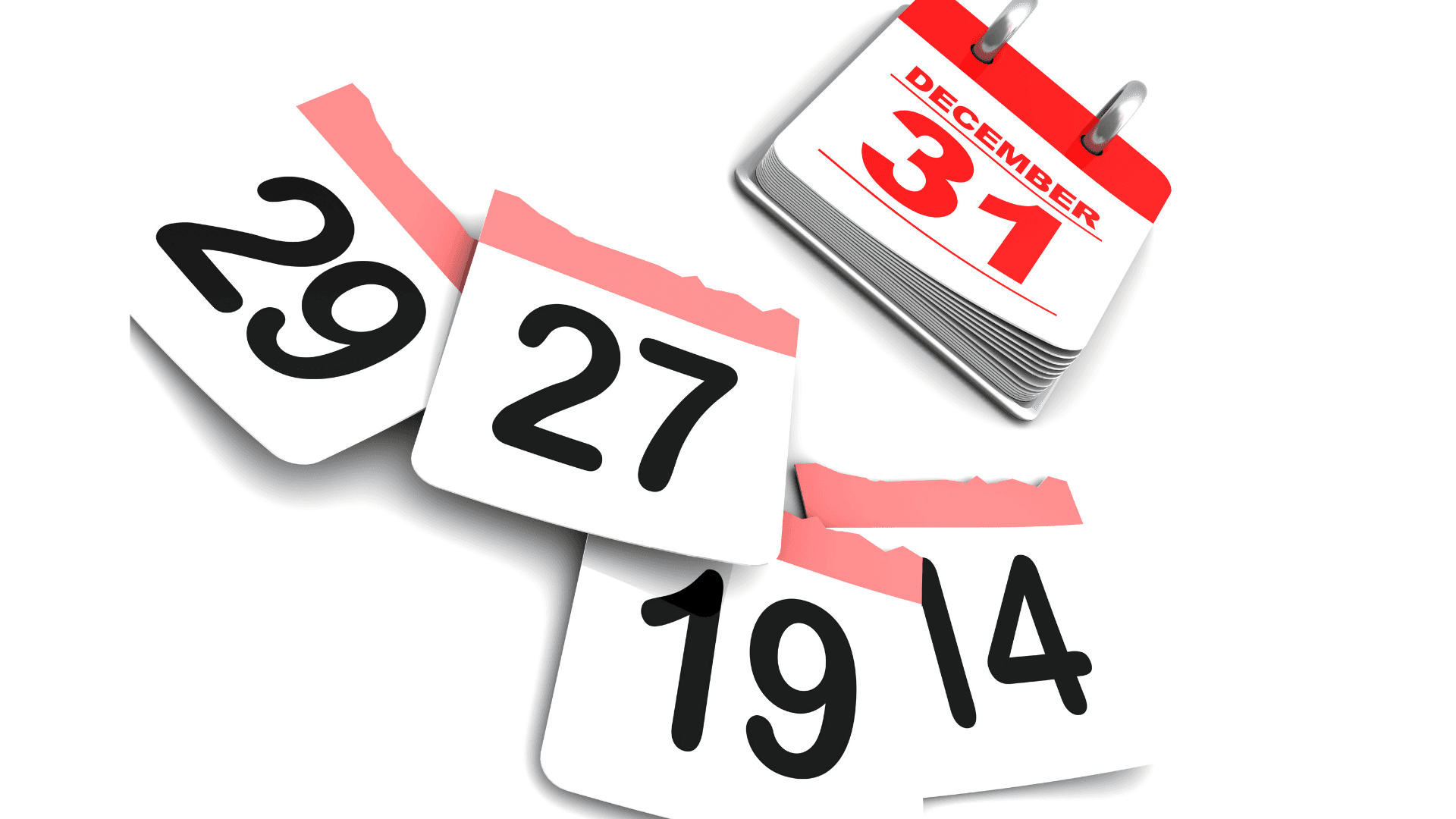 Calendar pages with date numbers to illustrate days on a calendar