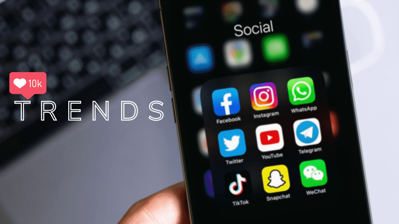 Graphic representation of social media trends with iPhone social media apps