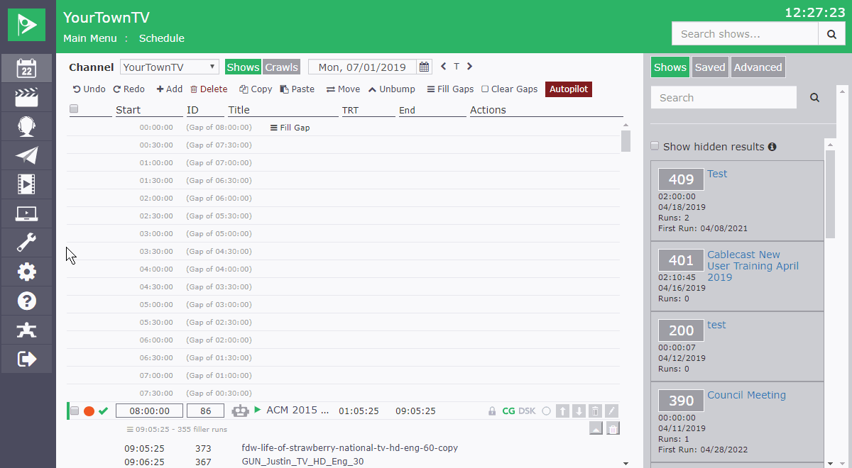 An animated gif of a user creating an Auto Schedule rule for a Zoning Committee meeting in the Cablecast Broadcast Automation software interface