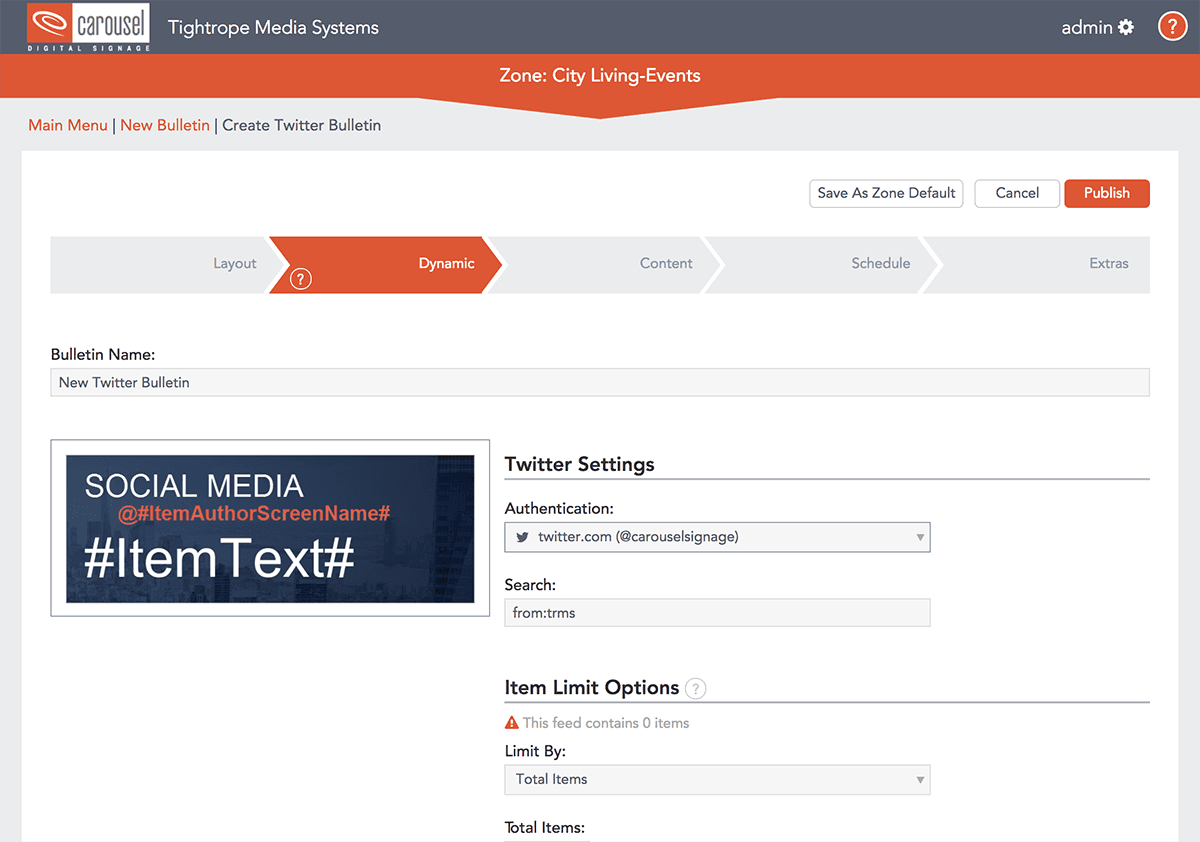 Social Media Dynamic Bulletins