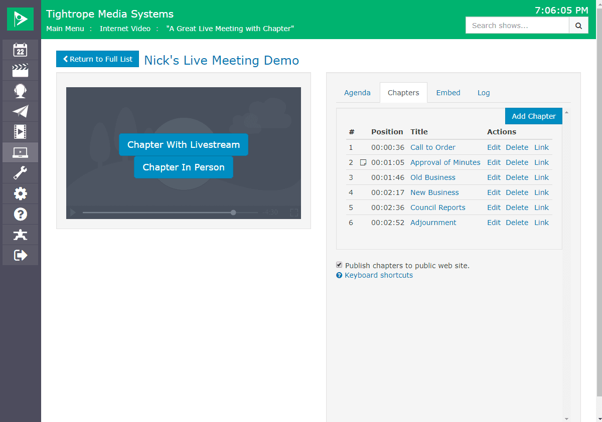 Video on Demand Chaptering
