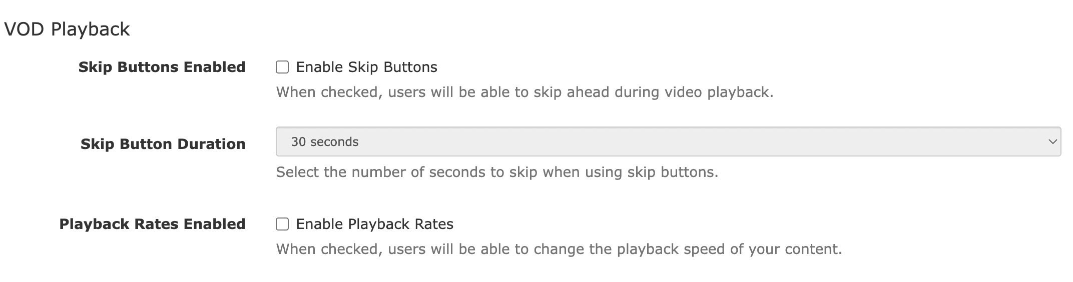 VOD Playback Controls